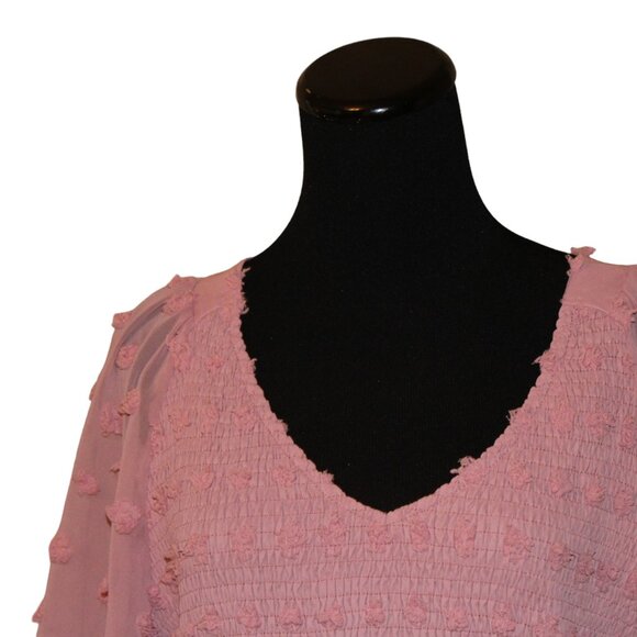 BTFBM Smocked Dress Short Flutter Sleeve VNeck Swiss Dot Babydoll Ruffle XXL NEW - Picture 2 of 14